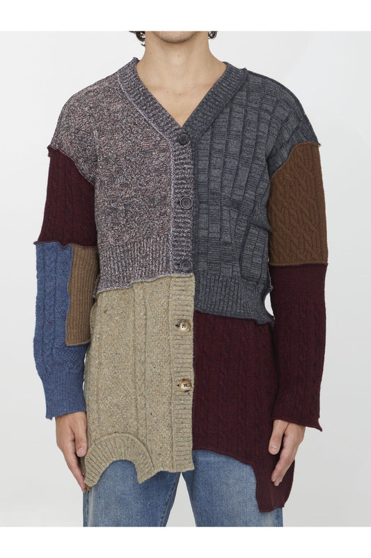 Patchwork distressed cardigan
