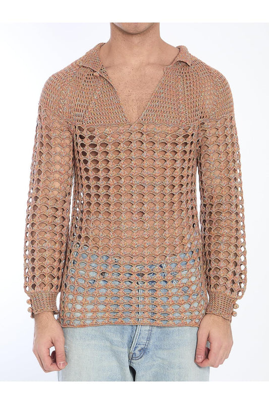 Perforated knit shirt