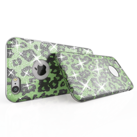NALIA TPU Silicone Cover Case for iPhone 6 / 6S, Sparkle Leopard - Green