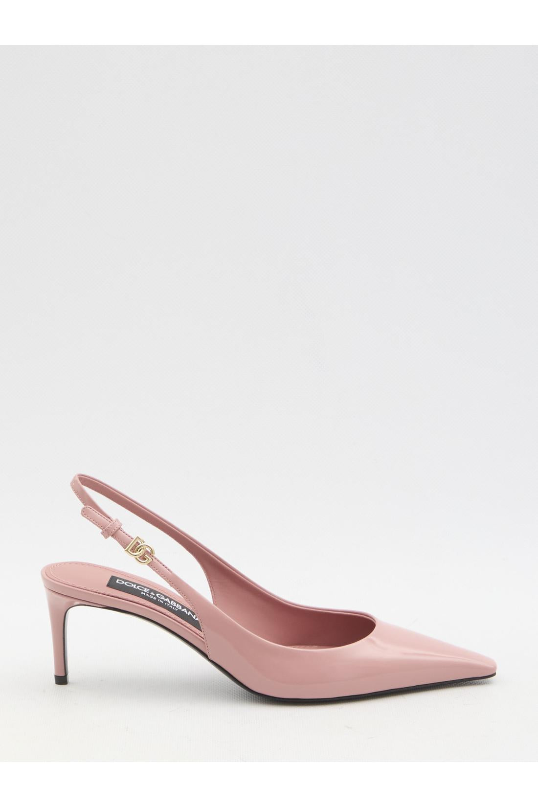 Pointed-toe slingback pumps