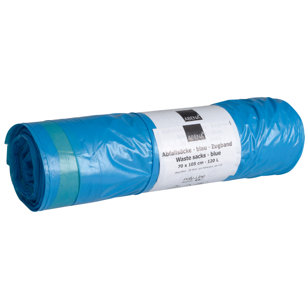 Abfallsäcke 120 L, m. Zugband 700x1050mm 38 my Blau    | Rolle (25 Beutel)