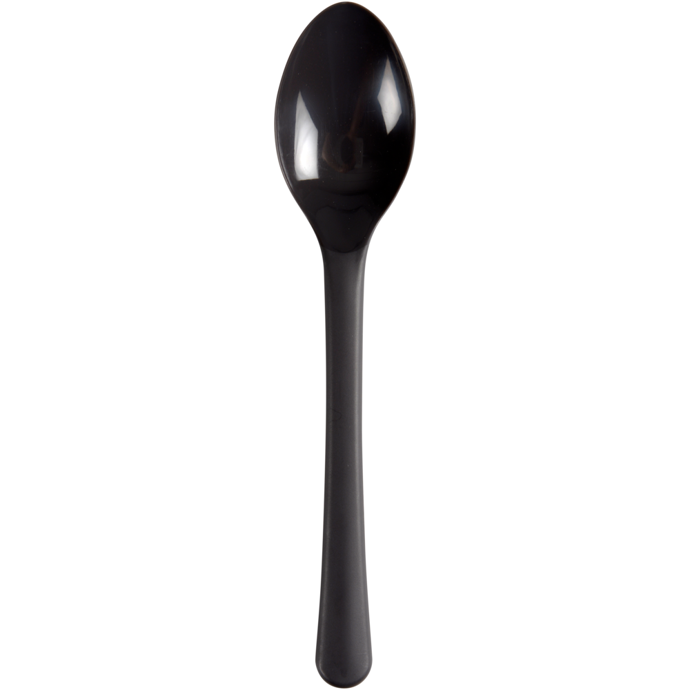 Mehrweg Teelöffel, 14cm, Schwarz, PP  | Packung (100 Paare)