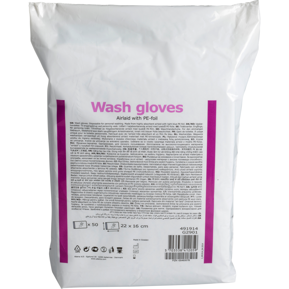 Waschhandschuhe, 16x23 cm, Airlaid/PE, Weiß   | Packung (50 Paare)