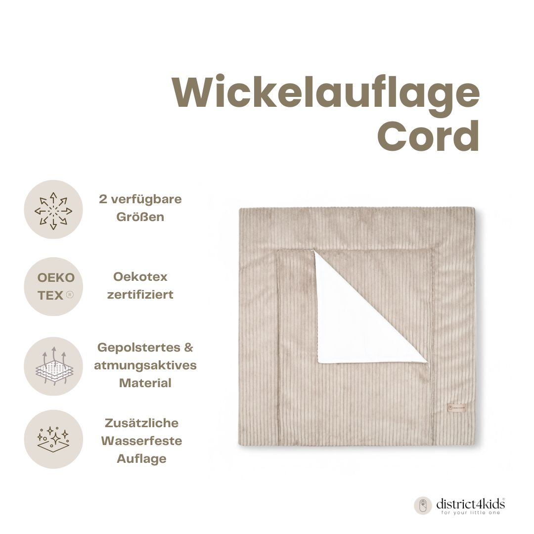 Wickelauflage Cord mit Unterlage – natürlich & kuschelig für dein Baby