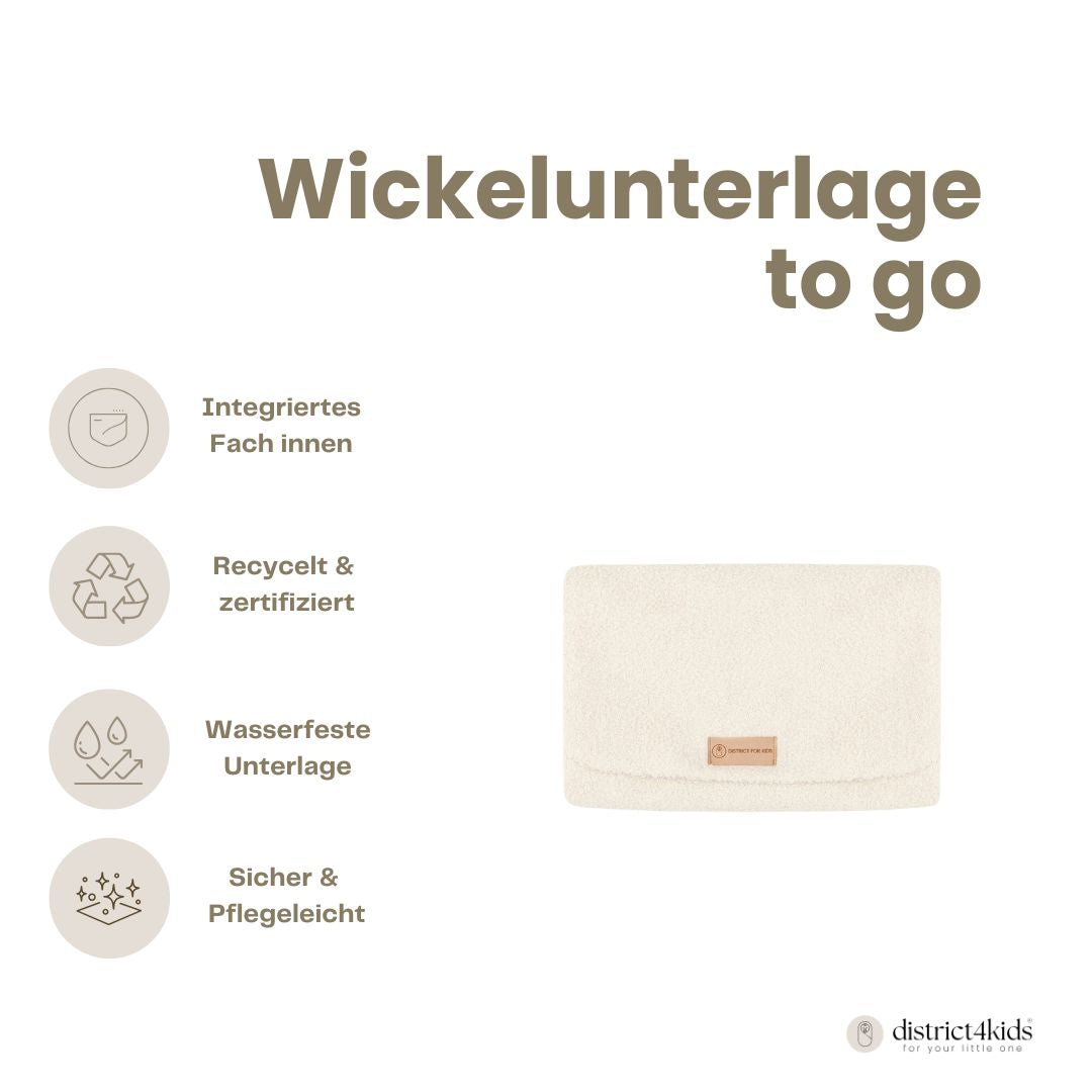 Wickelunterlage Teddystoff Bouclé – praktische Windeltasche für unterwegs