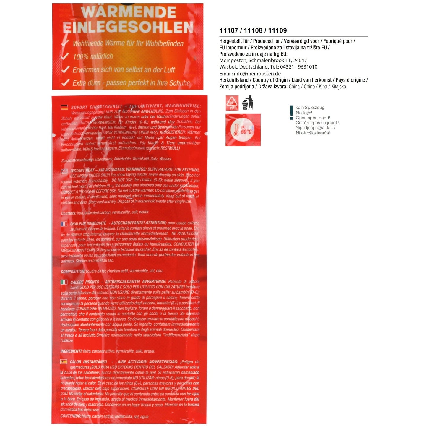 Einlegesohlen Thermoeinlegesohlen Wärmesohlen Fußwärmer 5 PAARE  Heizsohlen S M L