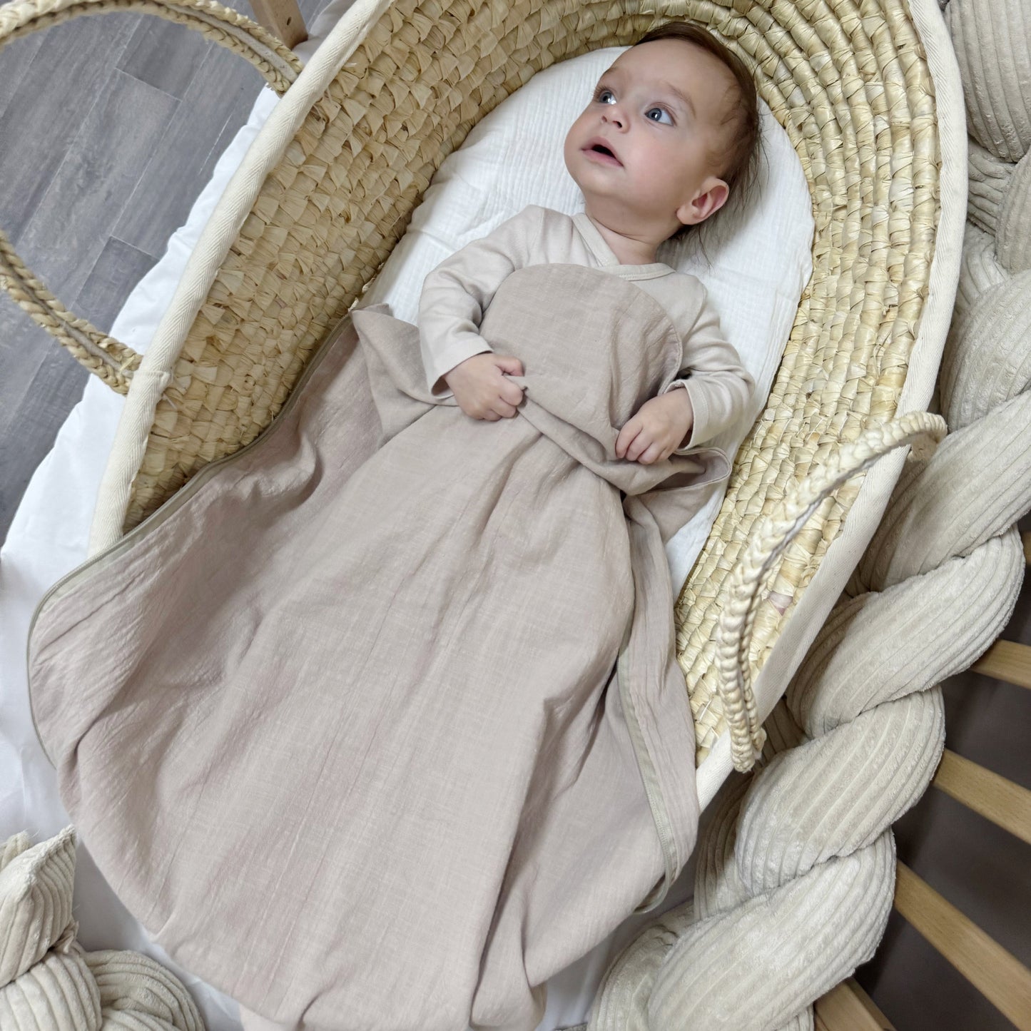 Pucksack Leinen mitwachsend - Atmungsaktiver Babyschlafsack