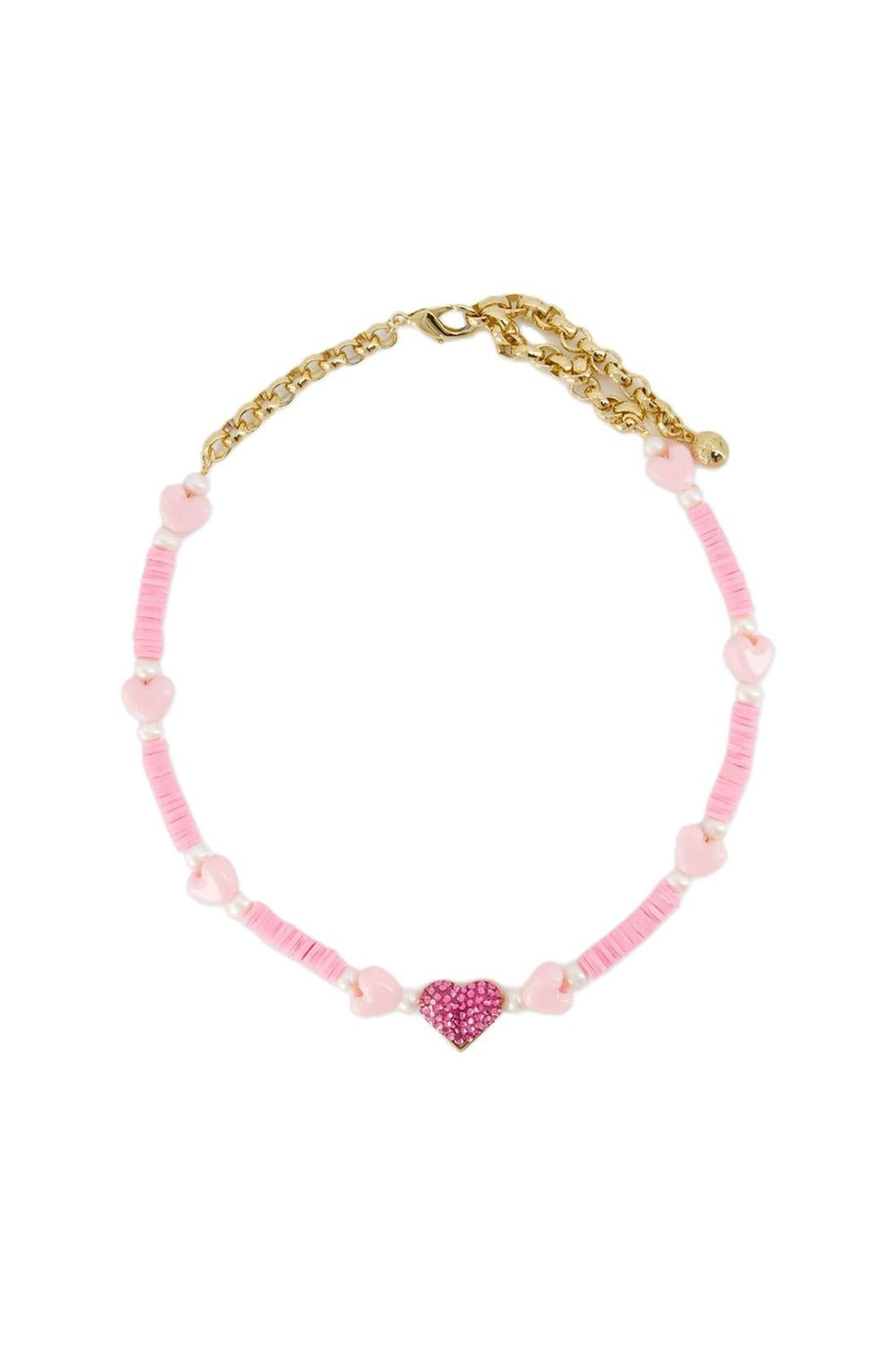 Pink Heart Earrings - Shourouk - Strass - Pink