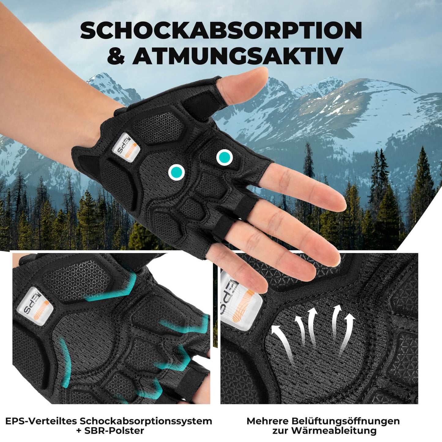 ROAD TO SKY cycling gloves, half-finger, SBR padding, breathable, non-slip