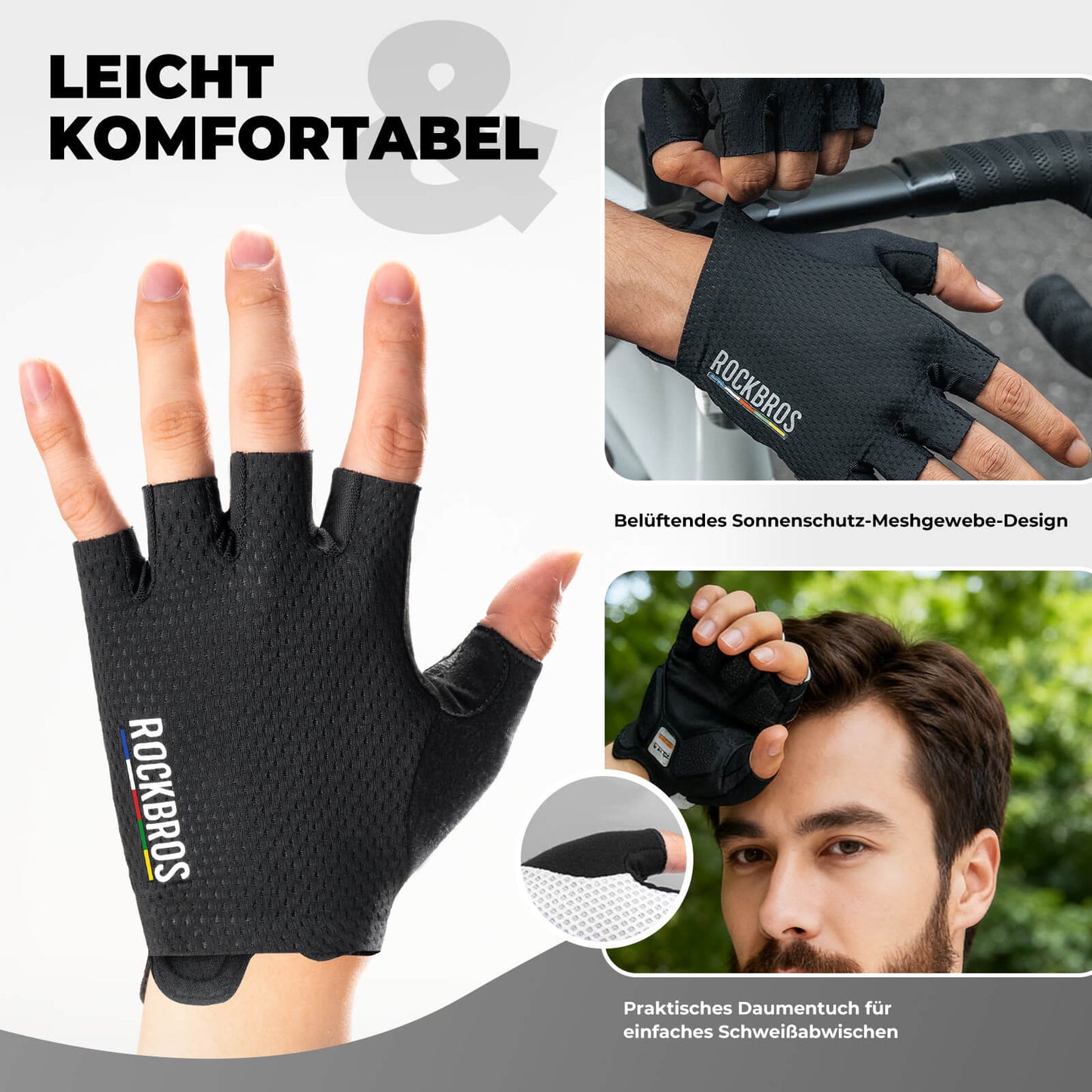 ROAD TO SKY cycling gloves, half-finger, SBR padding, breathable, non-slip