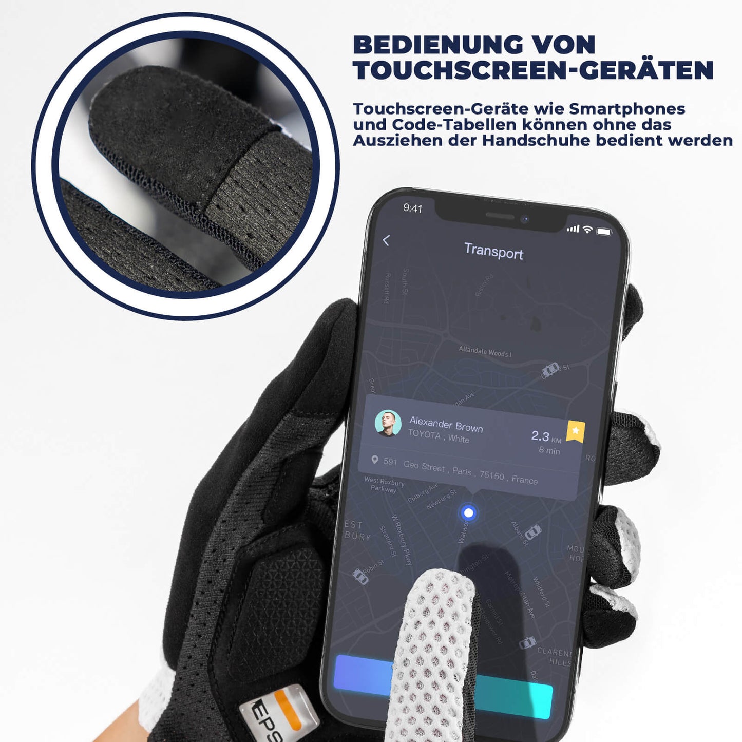 ROAD TO SKY hjólreiðahanskar með snertiskjá, SBR-fóðrun, öndunarvænar