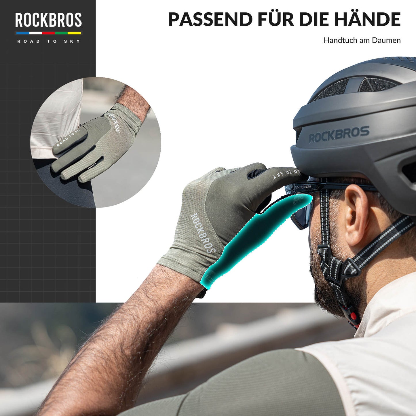 ROAD TO SKY Fahrradhandschuhe mit Touchscreen Atmungsaktiv Herren/Damen