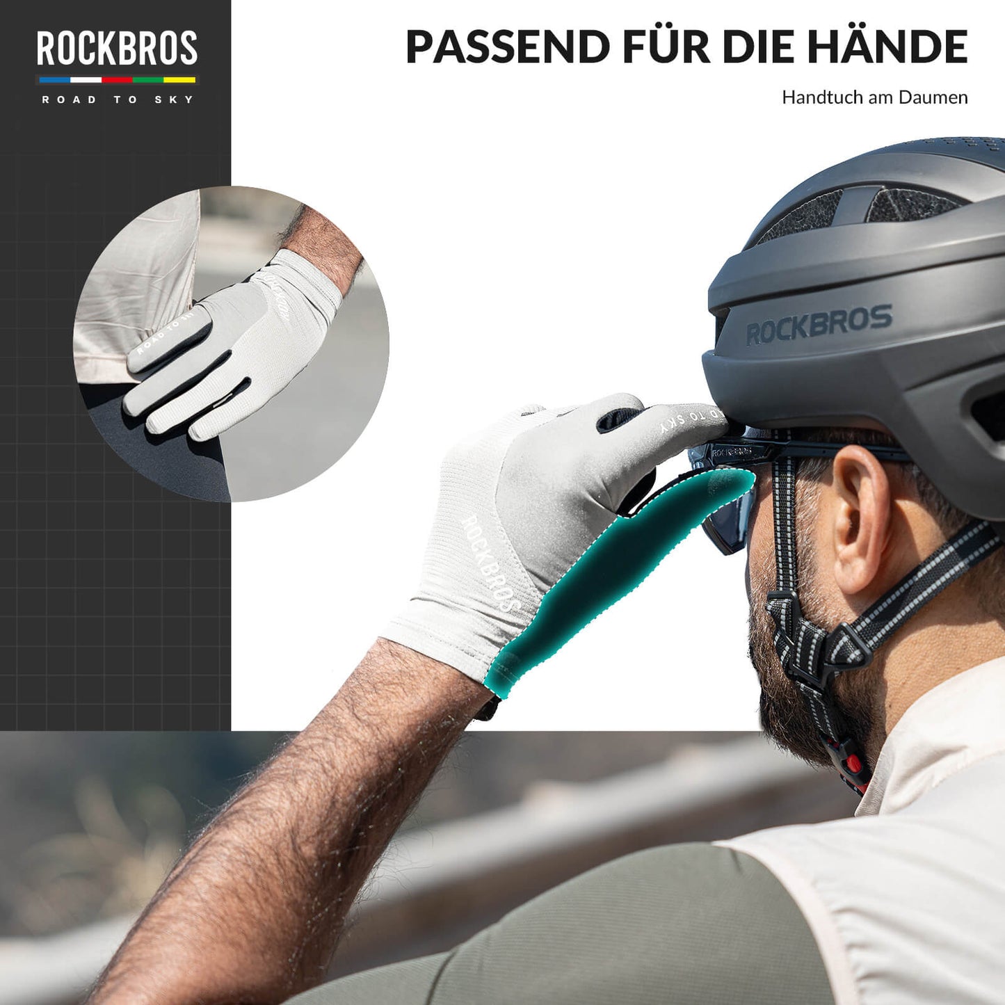 ROAD TO SKY Fahrradhandschuhe mit Touchscreen Atmungsaktiv Herren/Damen