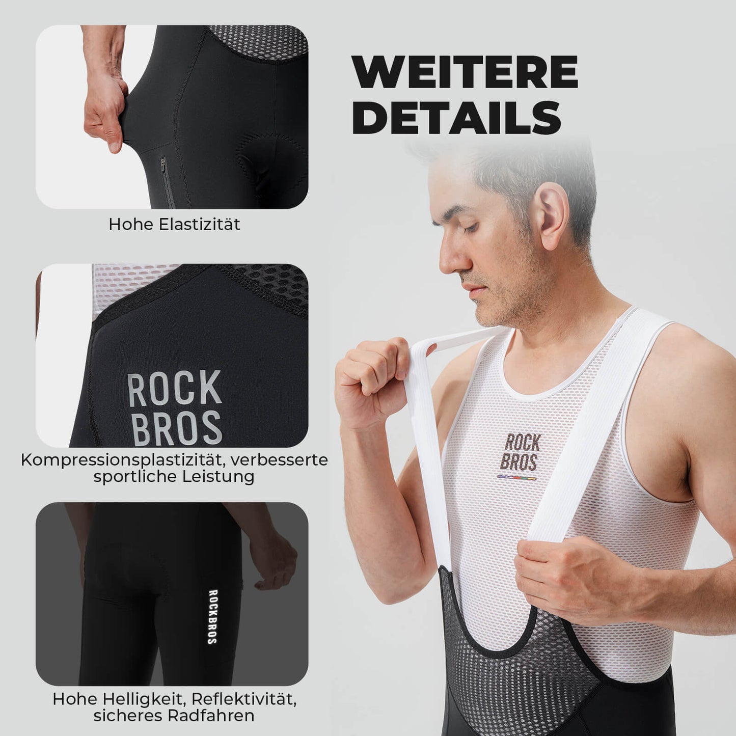 ROAD TO SKY Herren Fahrrad Trägerhose Lang Gepolstert