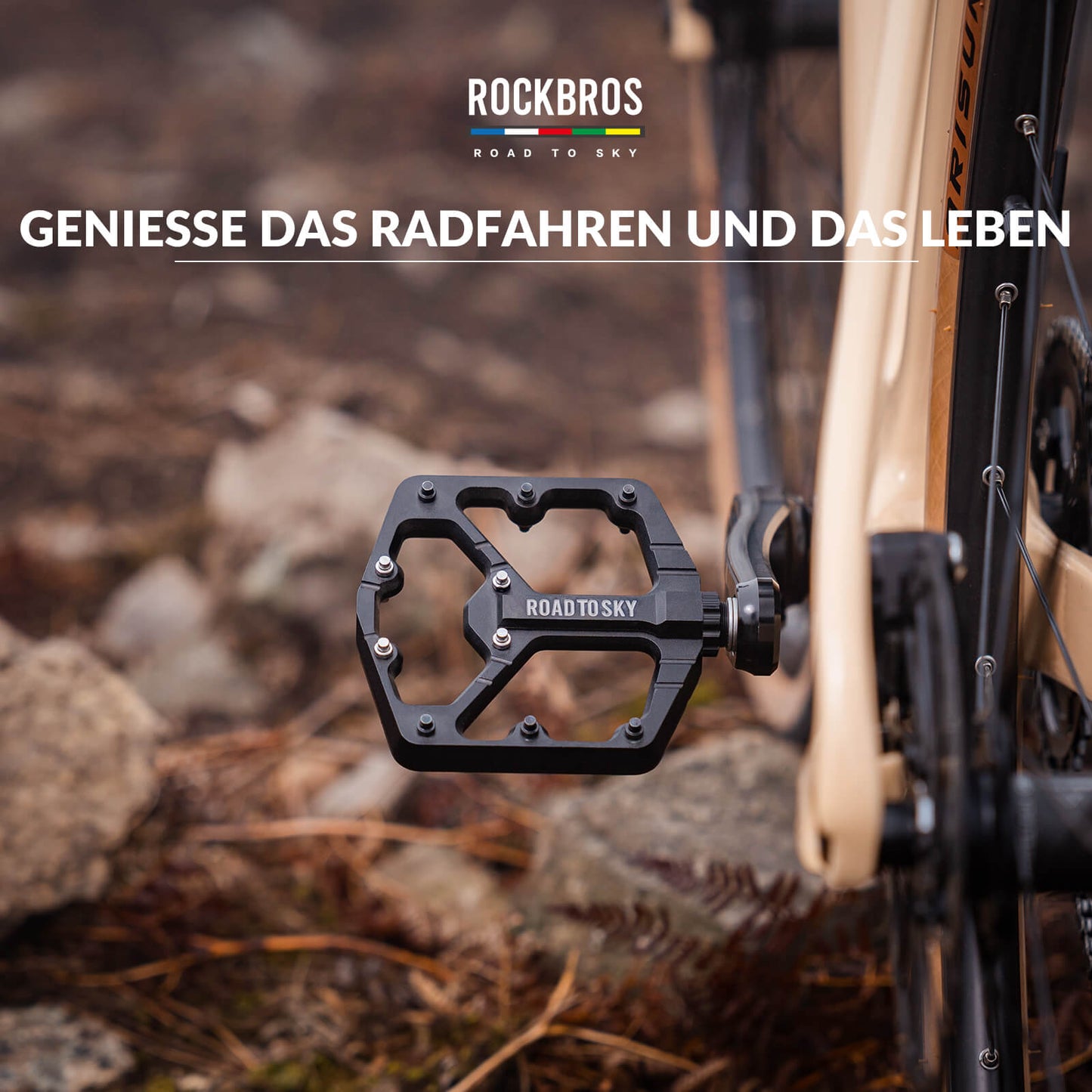 ROAD TO SKY Platform Bicycle Pedals 9/16 Inch Non-Slip Waterproof