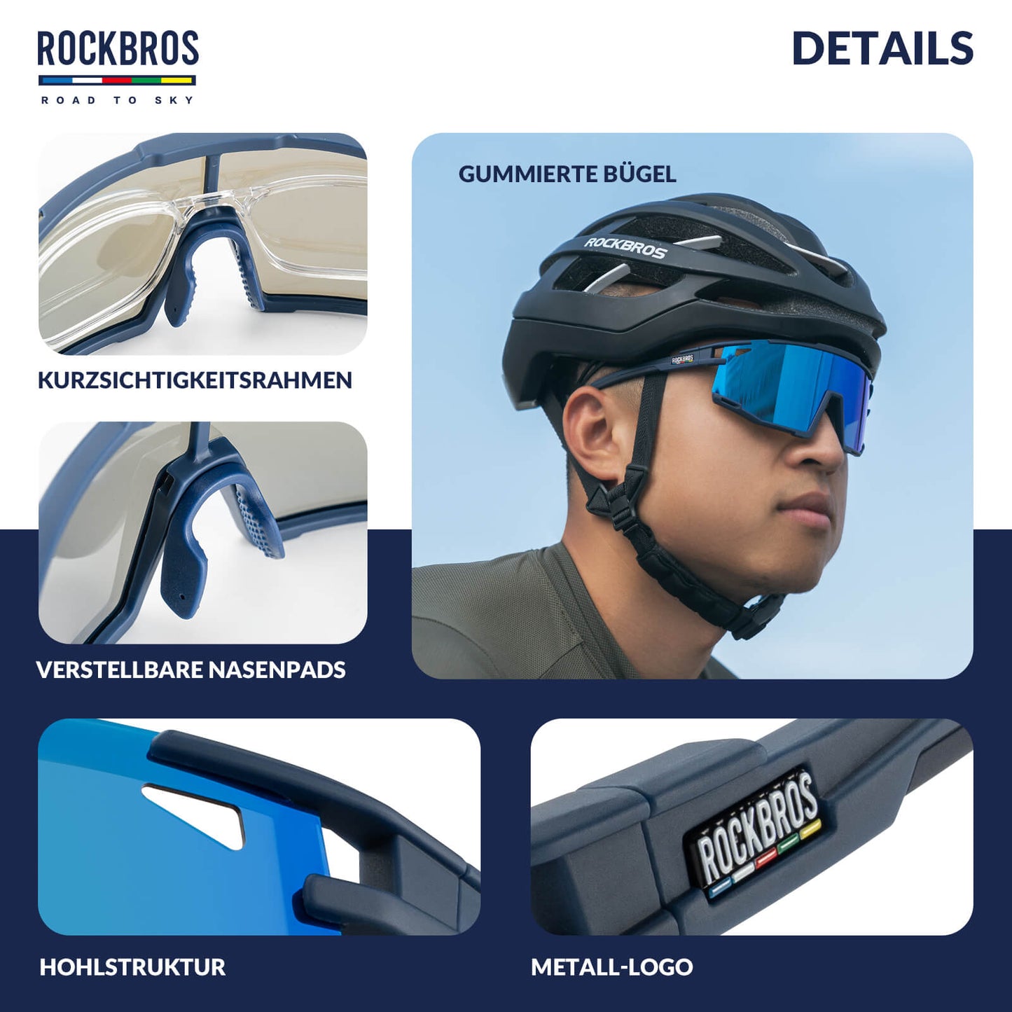ROAD TO SKY Polarized Cycling Glasses UV400 Protection Adjustable Nose Pads