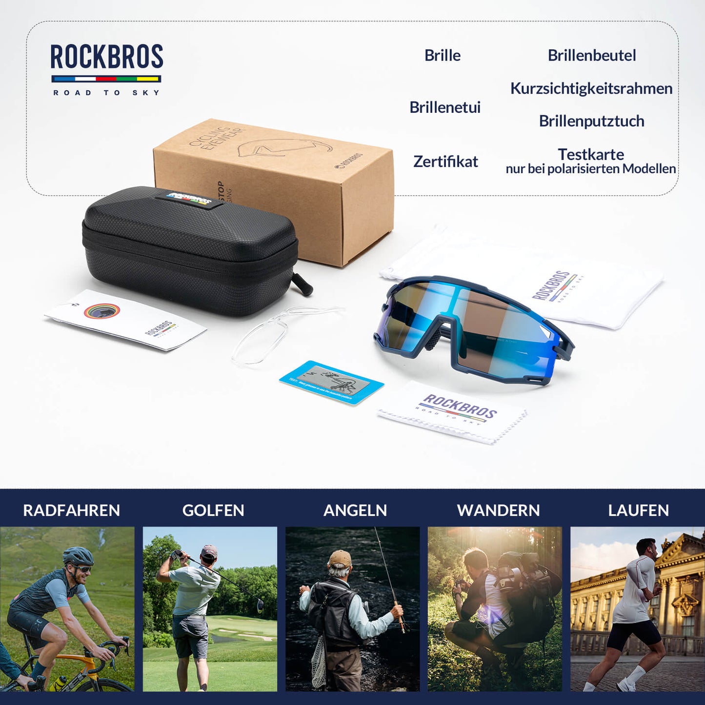 ROAD TO SKY Polarized Cycling Glasses UV400 Protection Adjustable Nose Pads