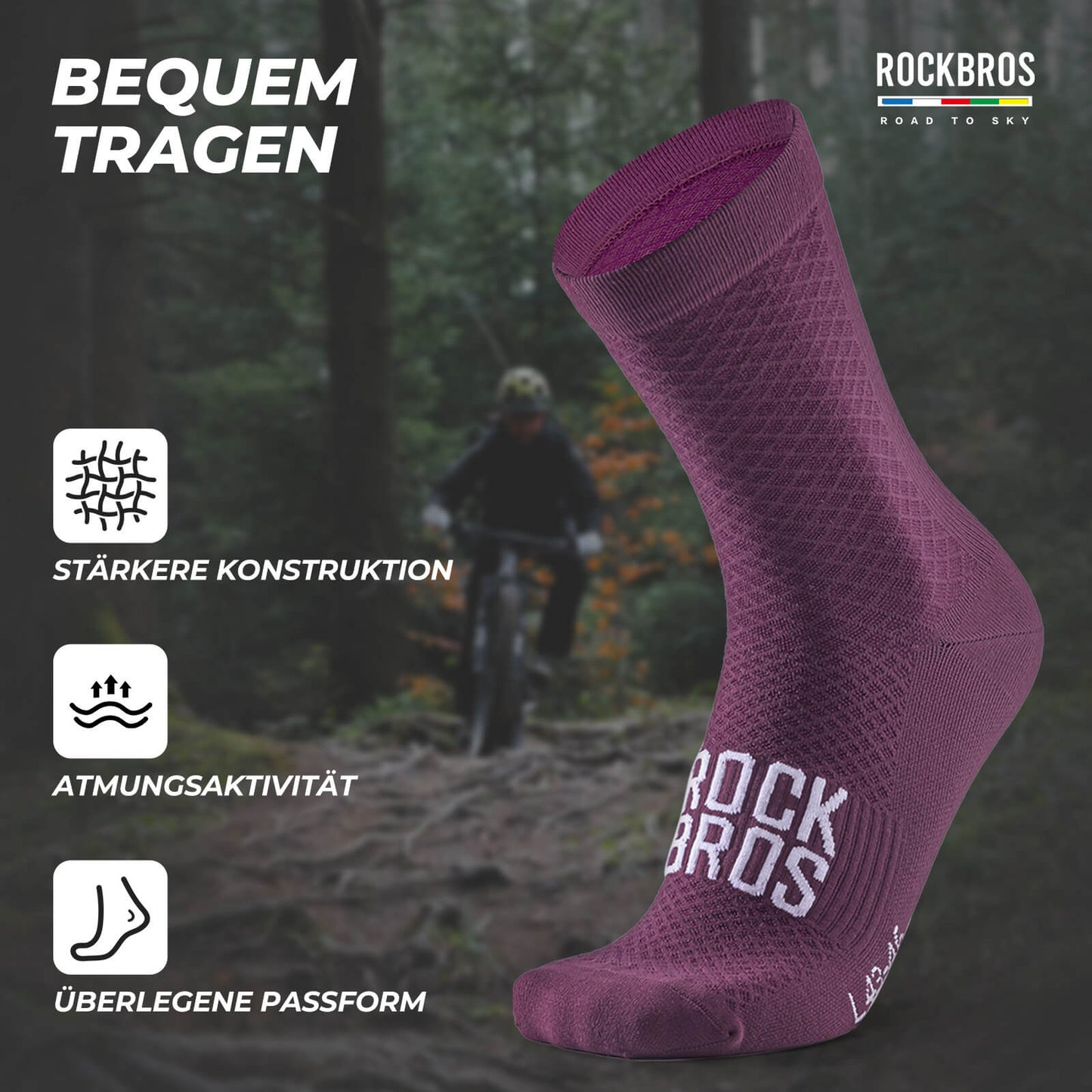 ROAD TO SKY Sports Socks Cotton Breathable Running Socks for MTB &amp; Road Cycling