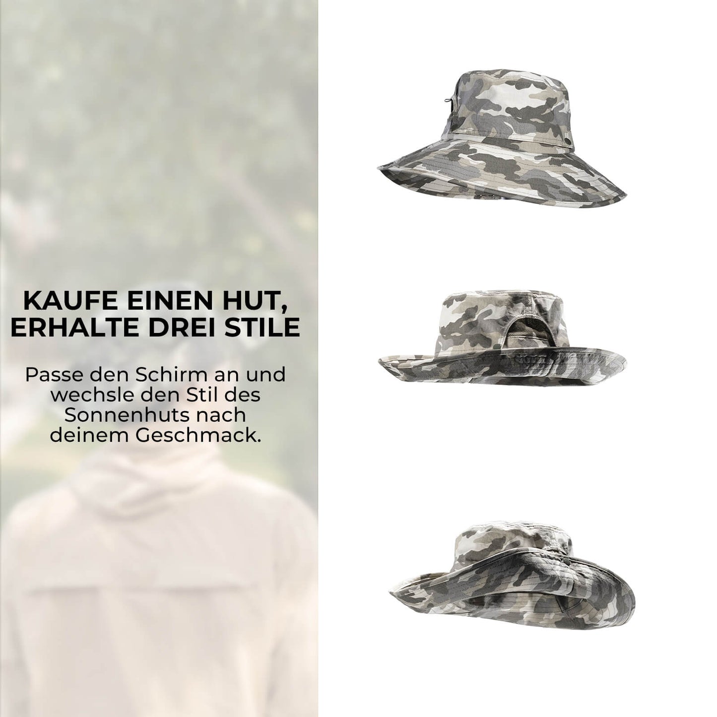 Sólhattur, útivistargönguhattur, veiðihattur, UV vörn 