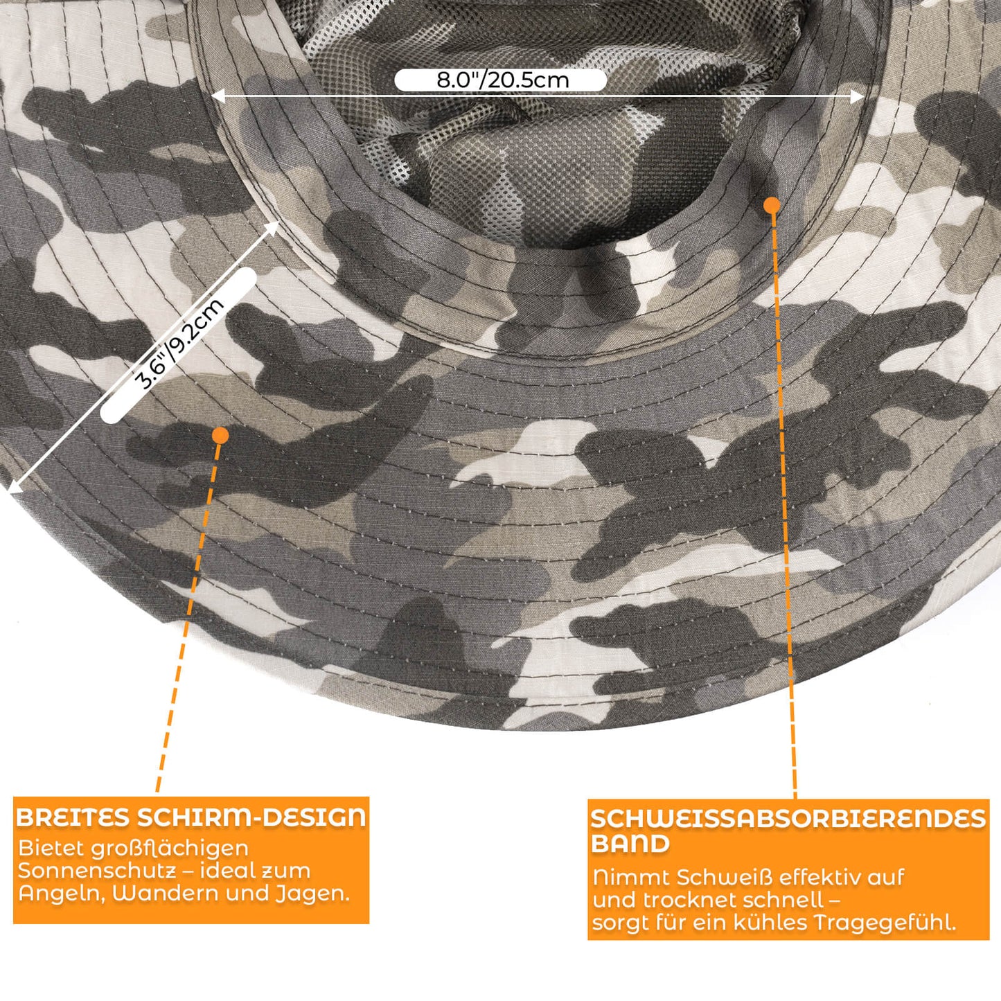 Sólhattur, útivistargönguhattur, veiðihattur, UV vörn 