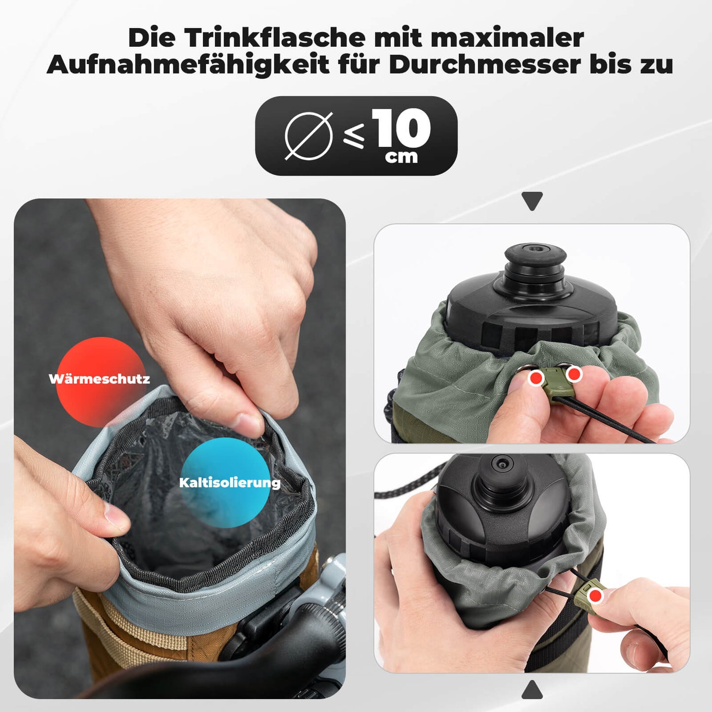 Bicycle handlebar bag 1.2L for water bottles Ø10 cm