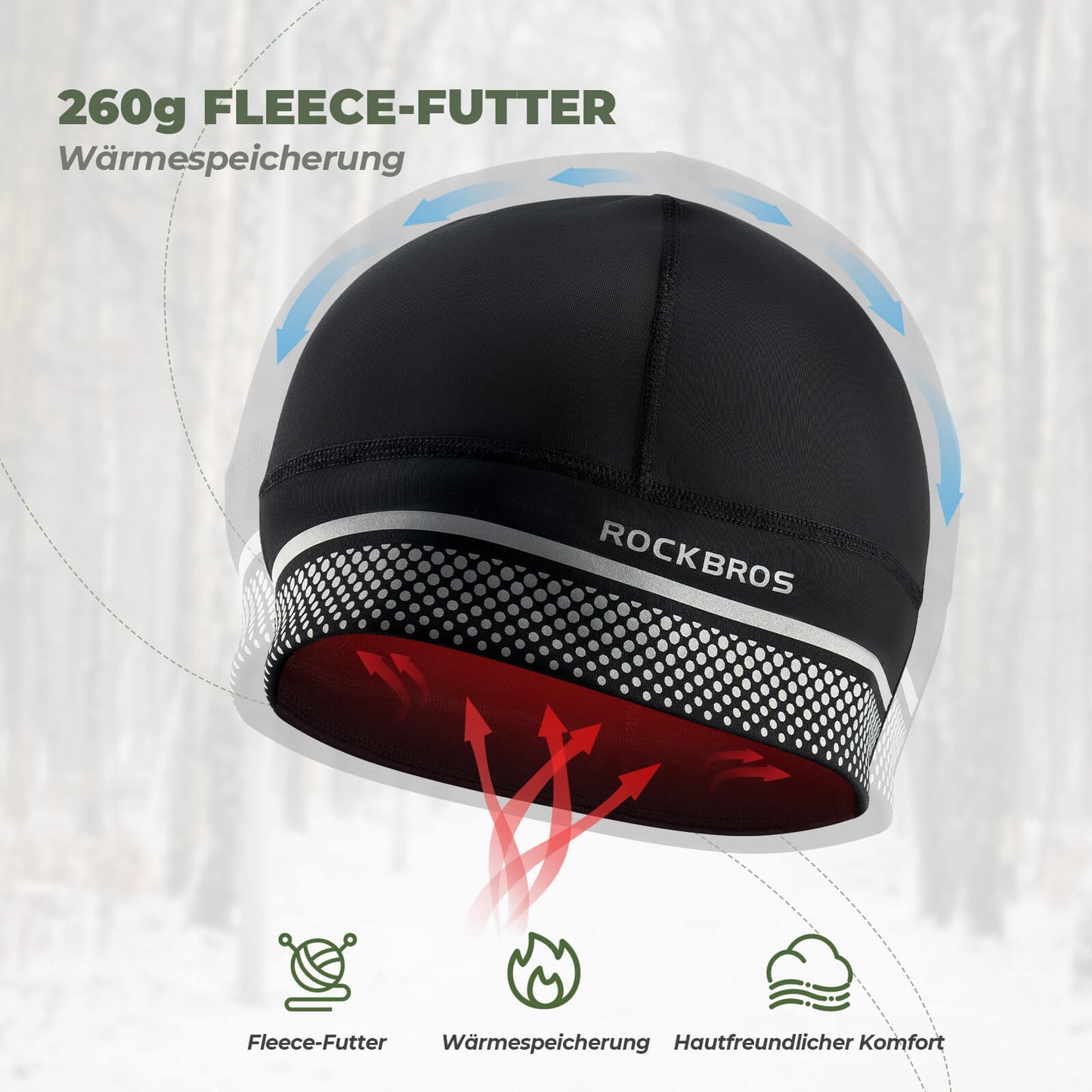 Cycling cap fleece helmet cap heat retention