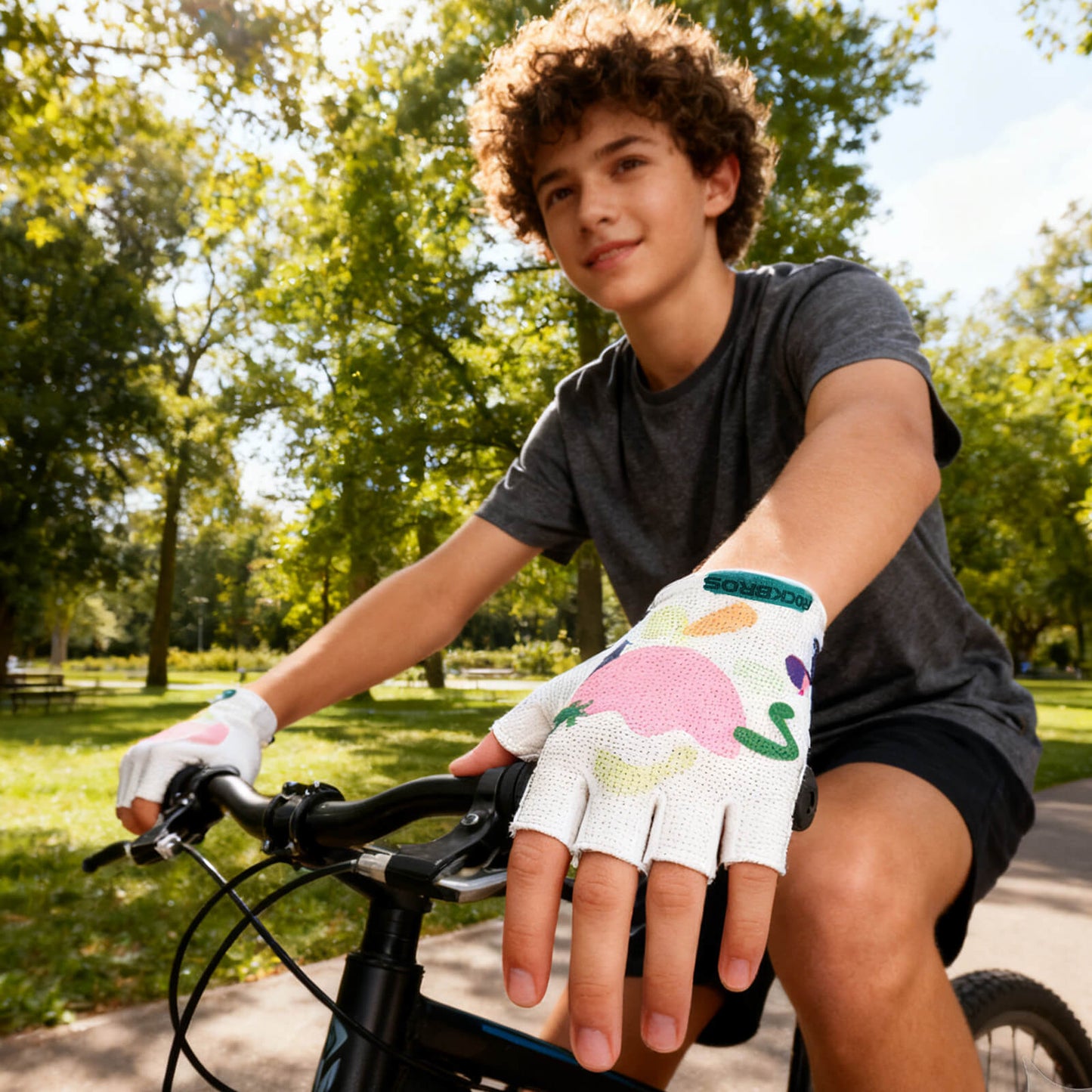 ROCKBROS hjólreiðahanskar með hálfum fingri, öndunarvænir