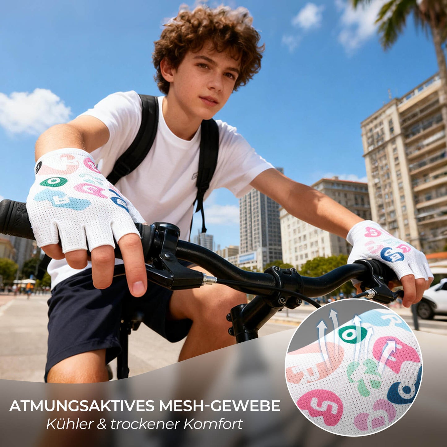 ROCKBROS hjólreiðahanskar með hálfum fingri, öndunarvænir