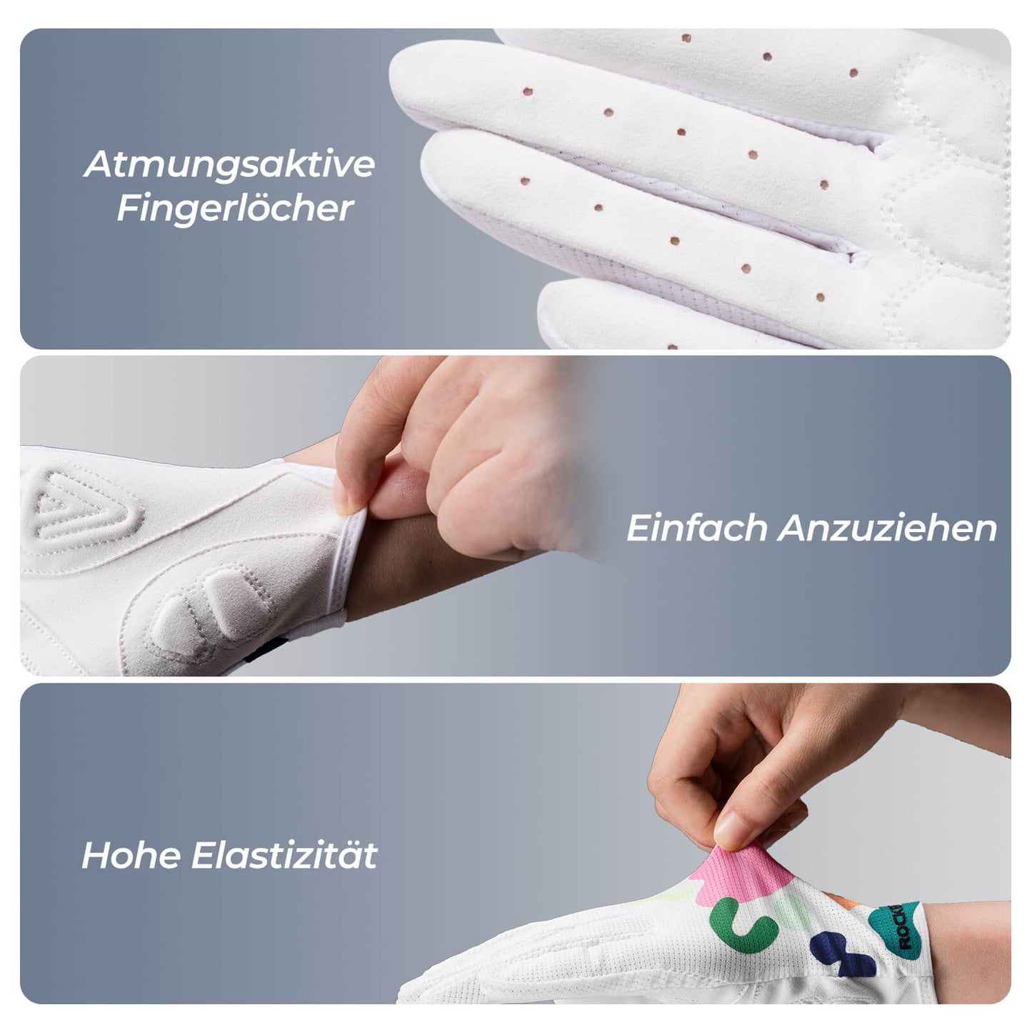 ROCKBROS hjólreiðahanskar með SBR bólstrun, öndunarvænir, mjög sveigjanlegir