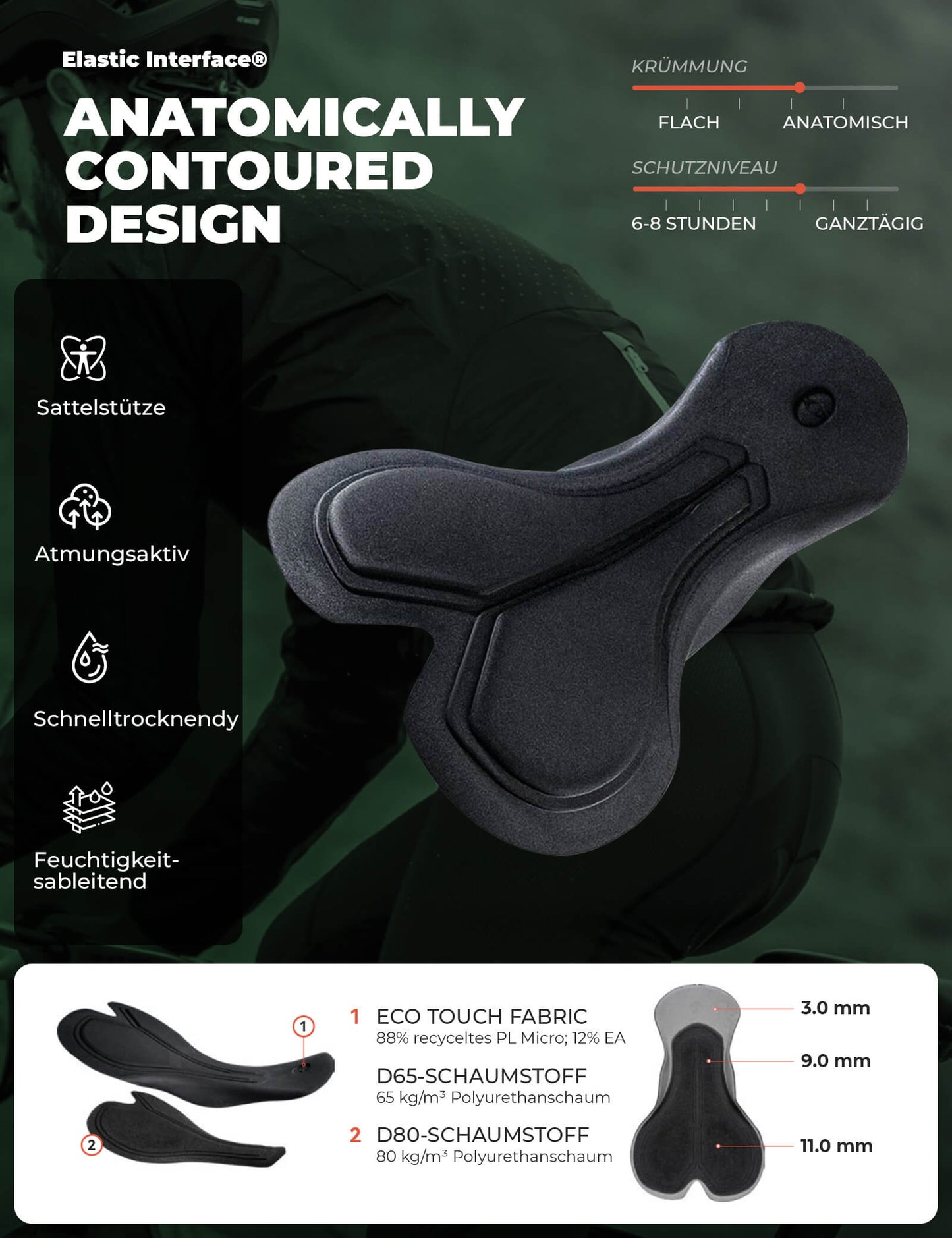 ROCKBROS Fahrradhose Lange Radlerhose Gepolstert Atmungsaktiv Herren