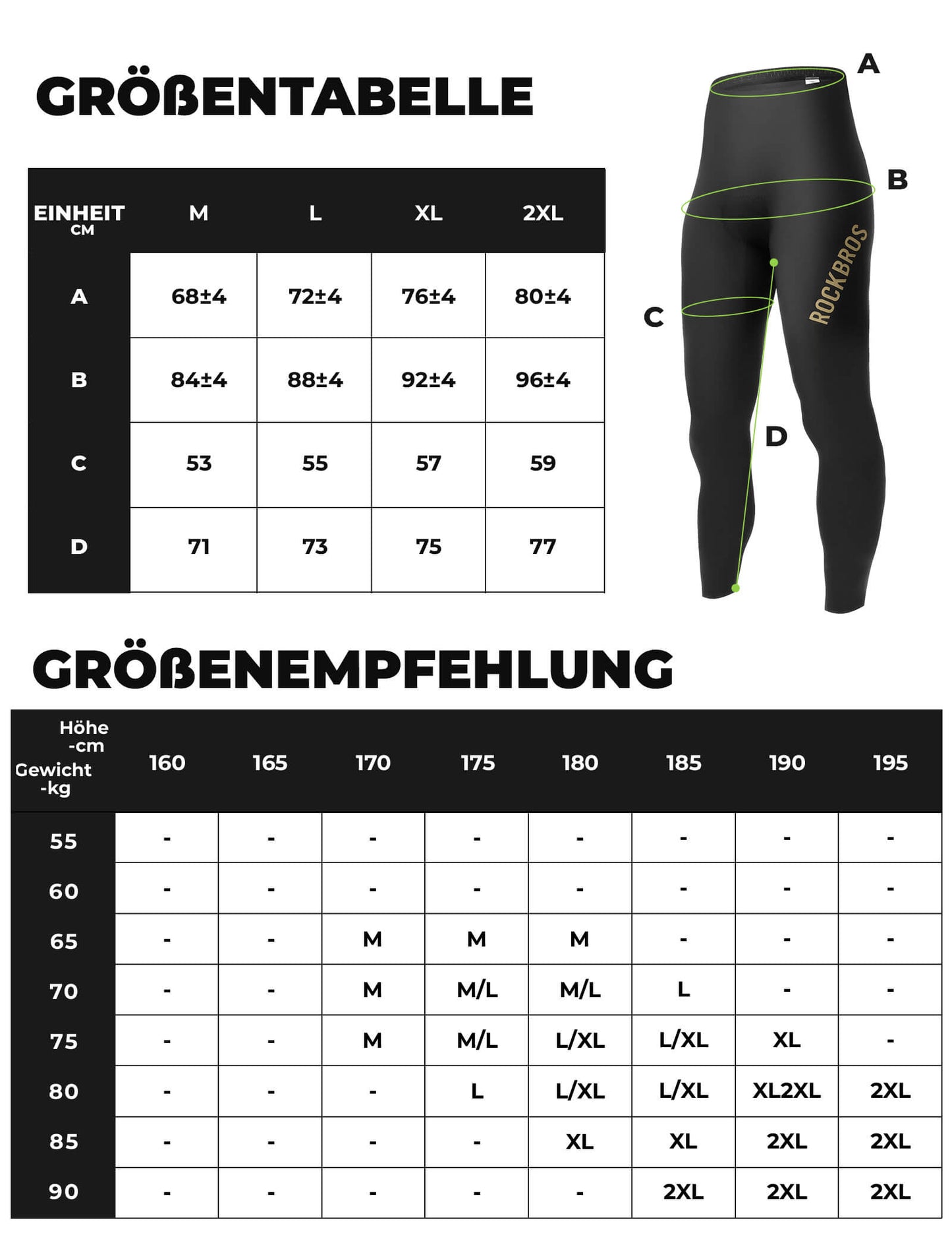 ROCKBROS Fahrradhose Lange Radlerhose Gepolstert Atmungsaktiv Herren