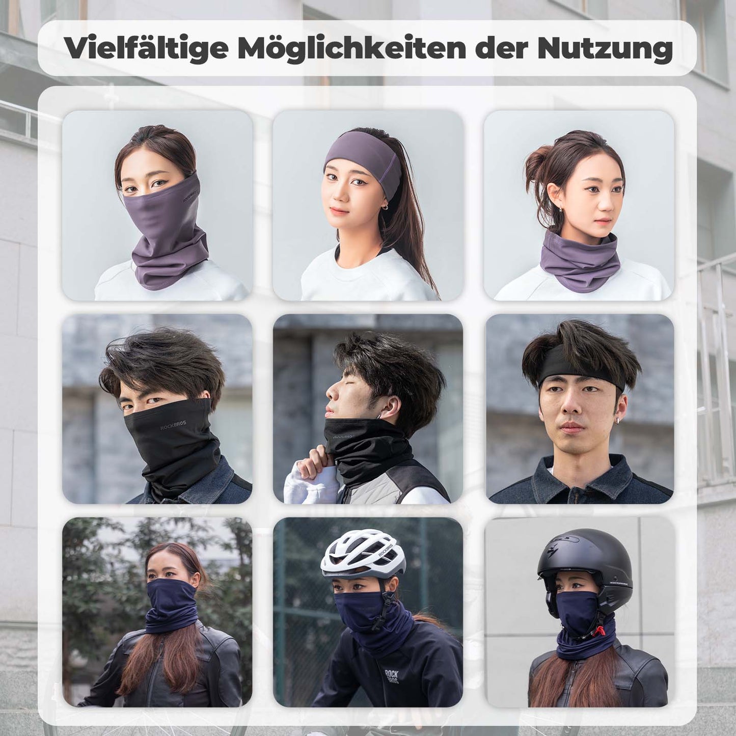 ROCKBROS Multifunctional Fleece Scarf, Balaclava, Soft Face Mask, Tube Scarf