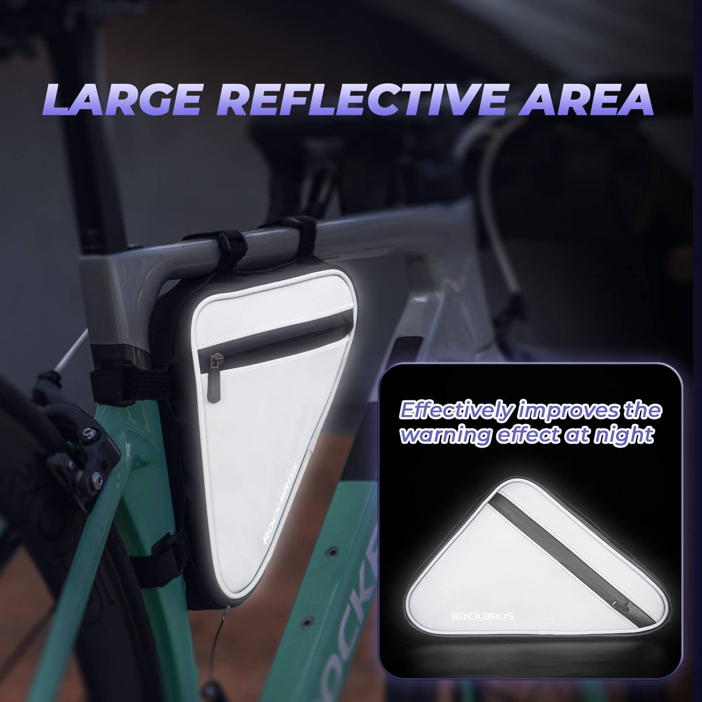 ROCKBROS Bicycle Bag Reflective Frame Bag Triangle Bag 0.9L
