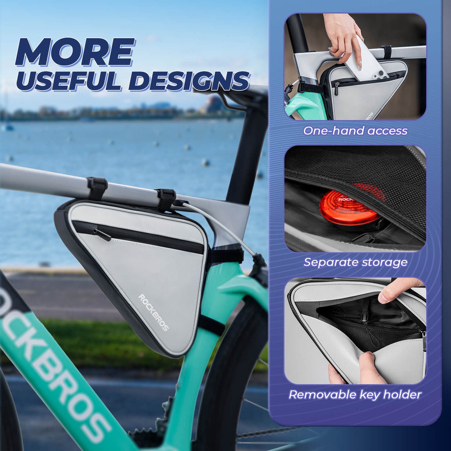 ROCKBROS Bicycle Bag Reflective Frame Bag Triangle Bag 0.9L