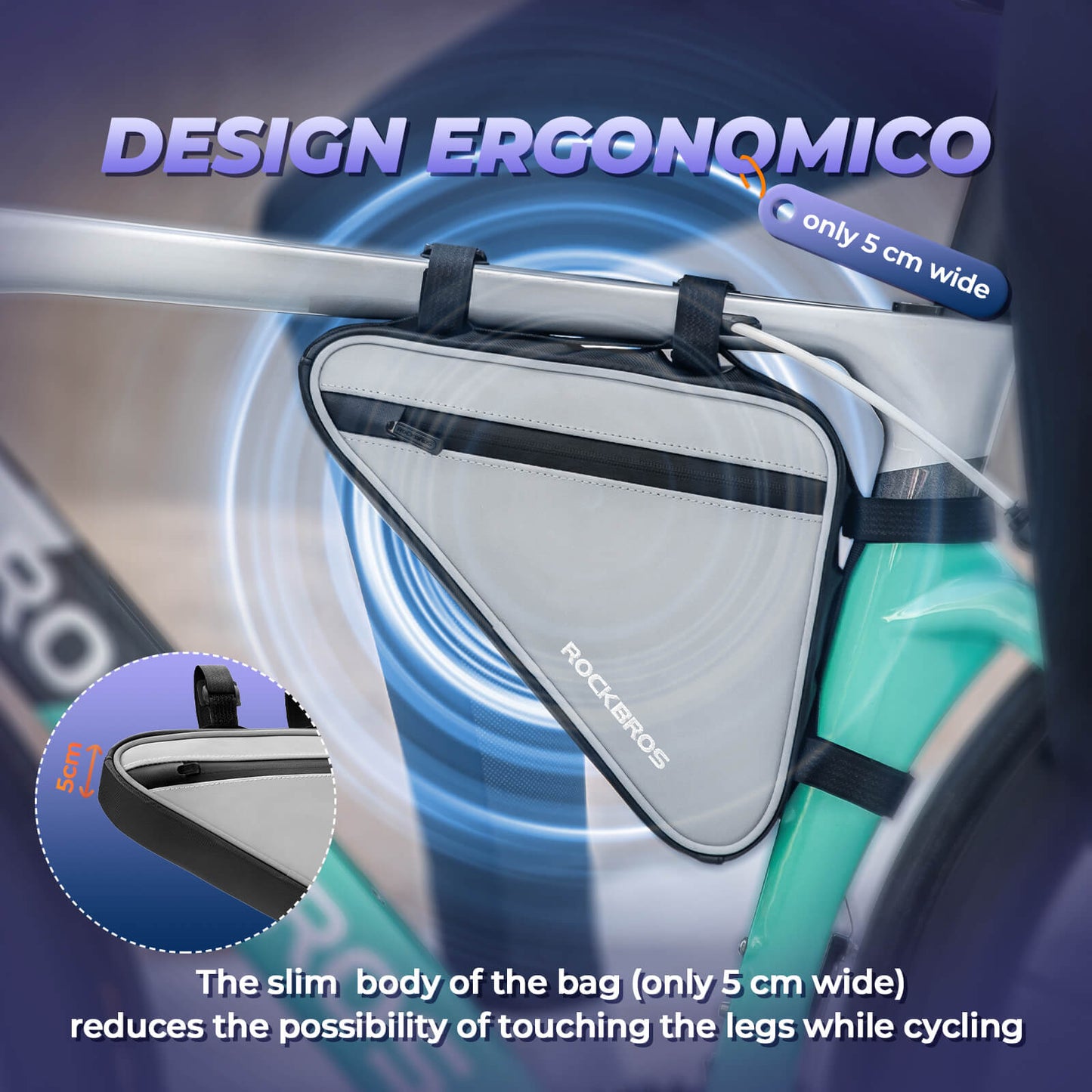 ROCKBROS Bicycle Bag Reflective Frame Bag Triangle Bag 0.9L