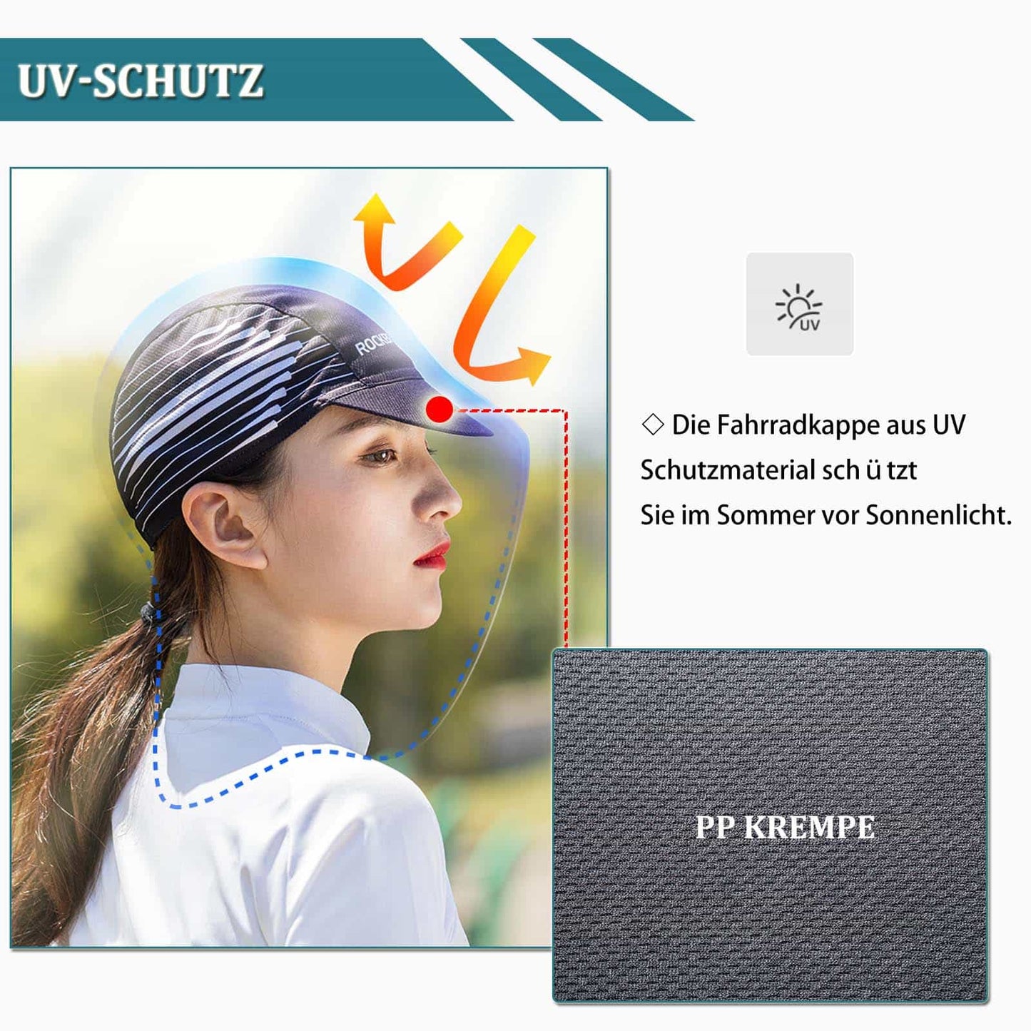 ROCKBROS Cycling Cap UV Protection Sports Hat for Women and Men 54-61 cm