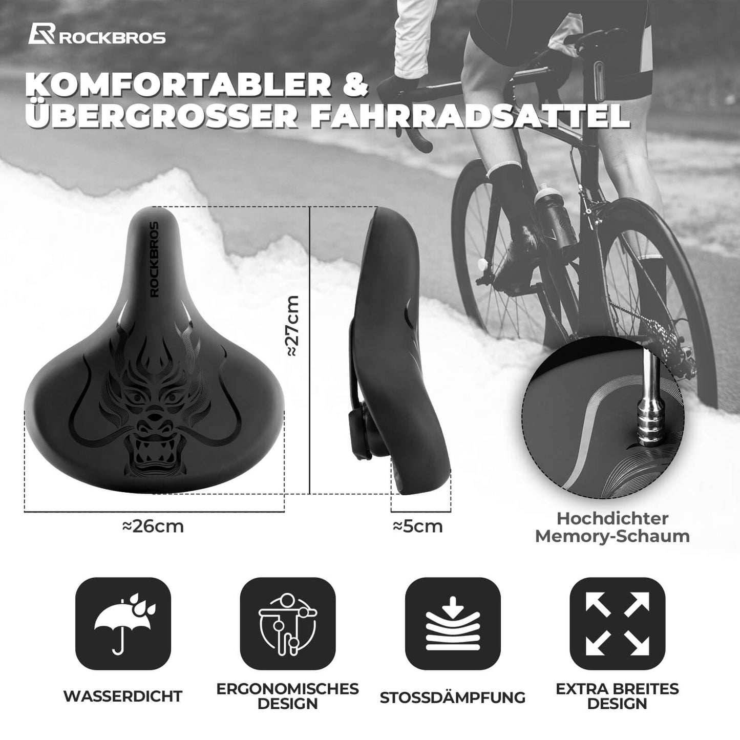 Waterproof bicycle saddle with print