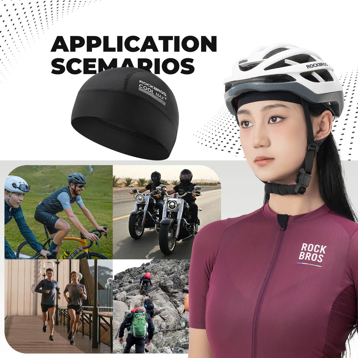 ROCKBROS Fahrrad Mütze UV Schutz Helmmütze Atmungsaktive für Radsportler