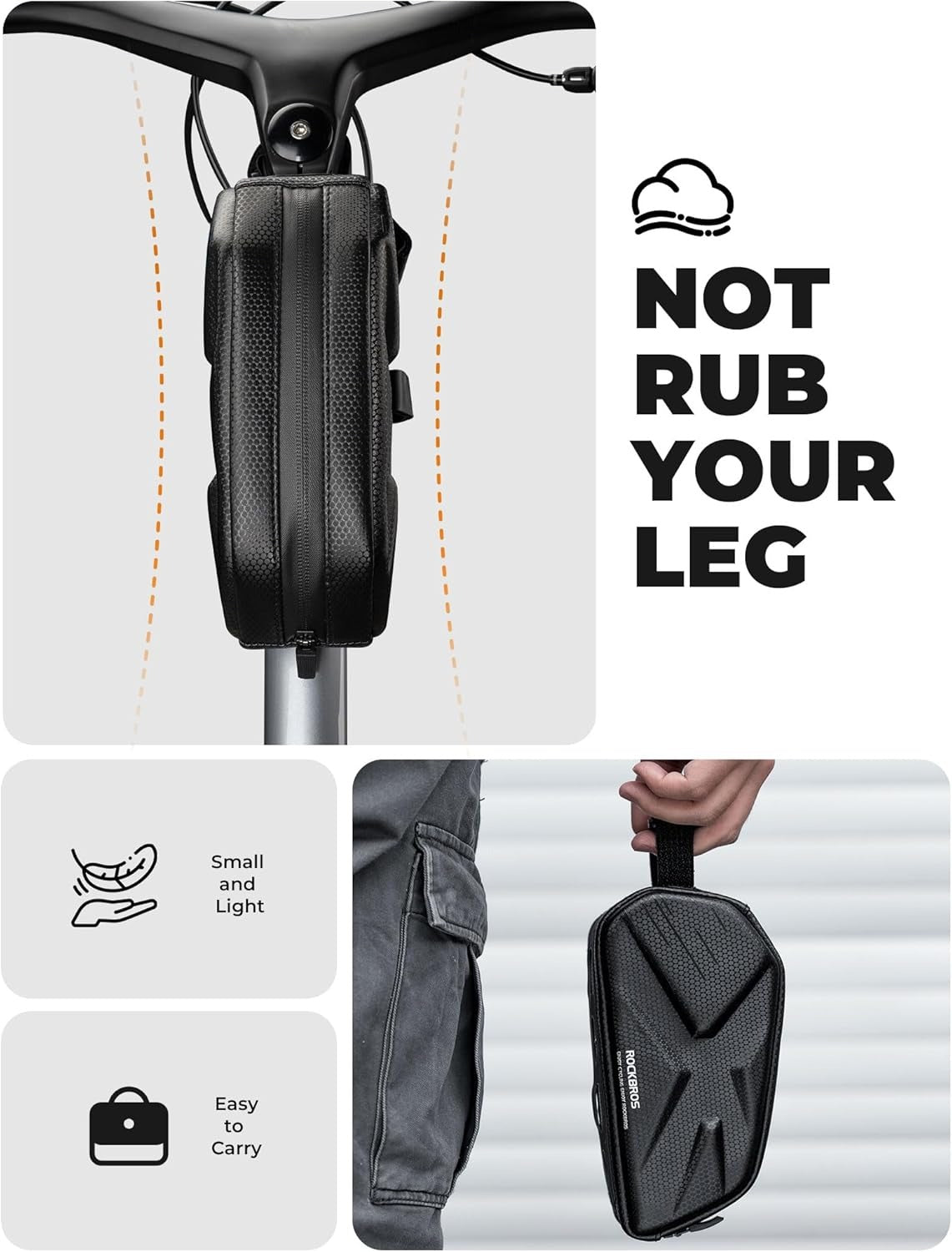 ROCKBROS Bicycle Frame Bag, Bicycle Bag, Top Tube Bag, 1.4L