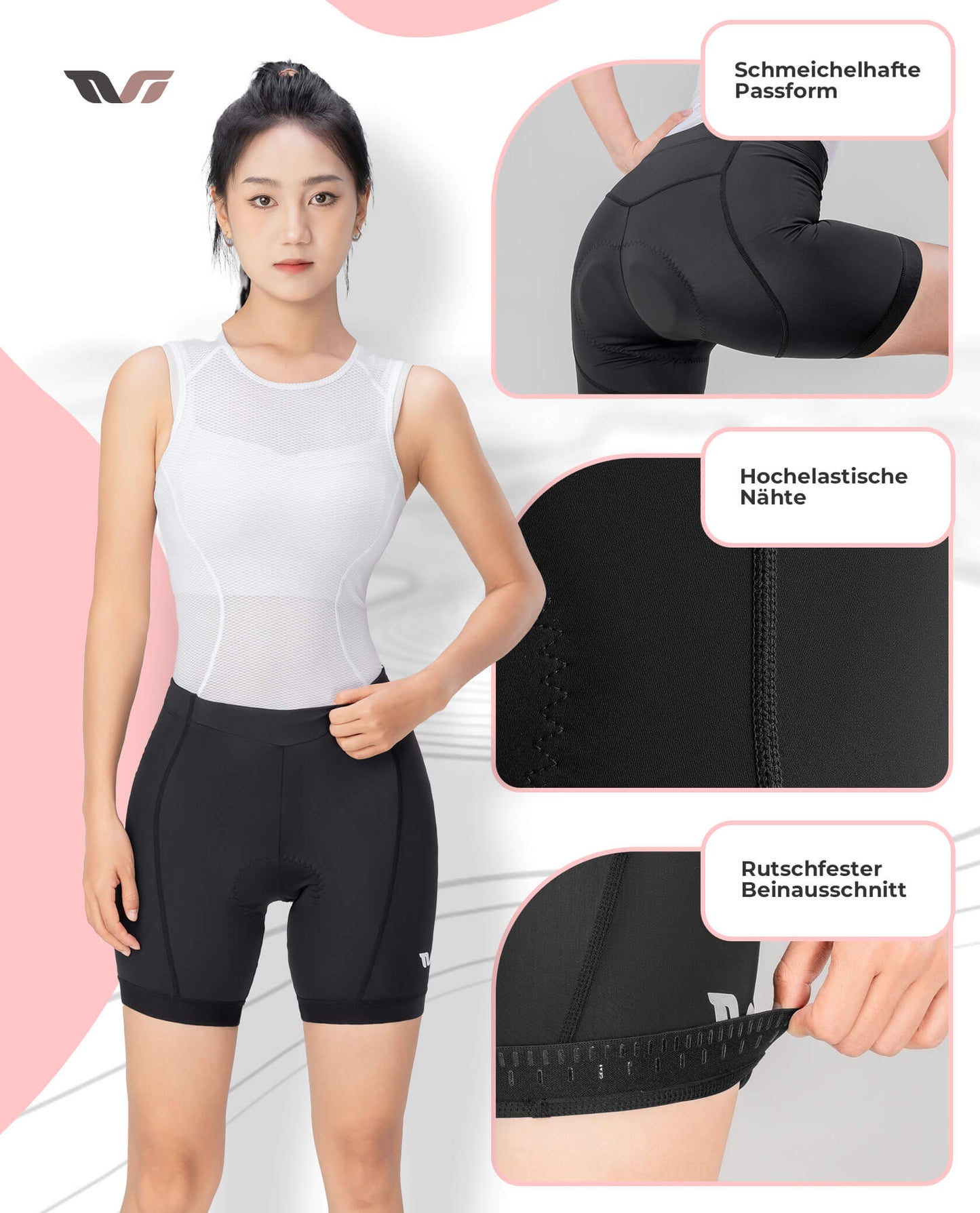 TVI Women's Padded Cycling Shorts, Quick-Drying