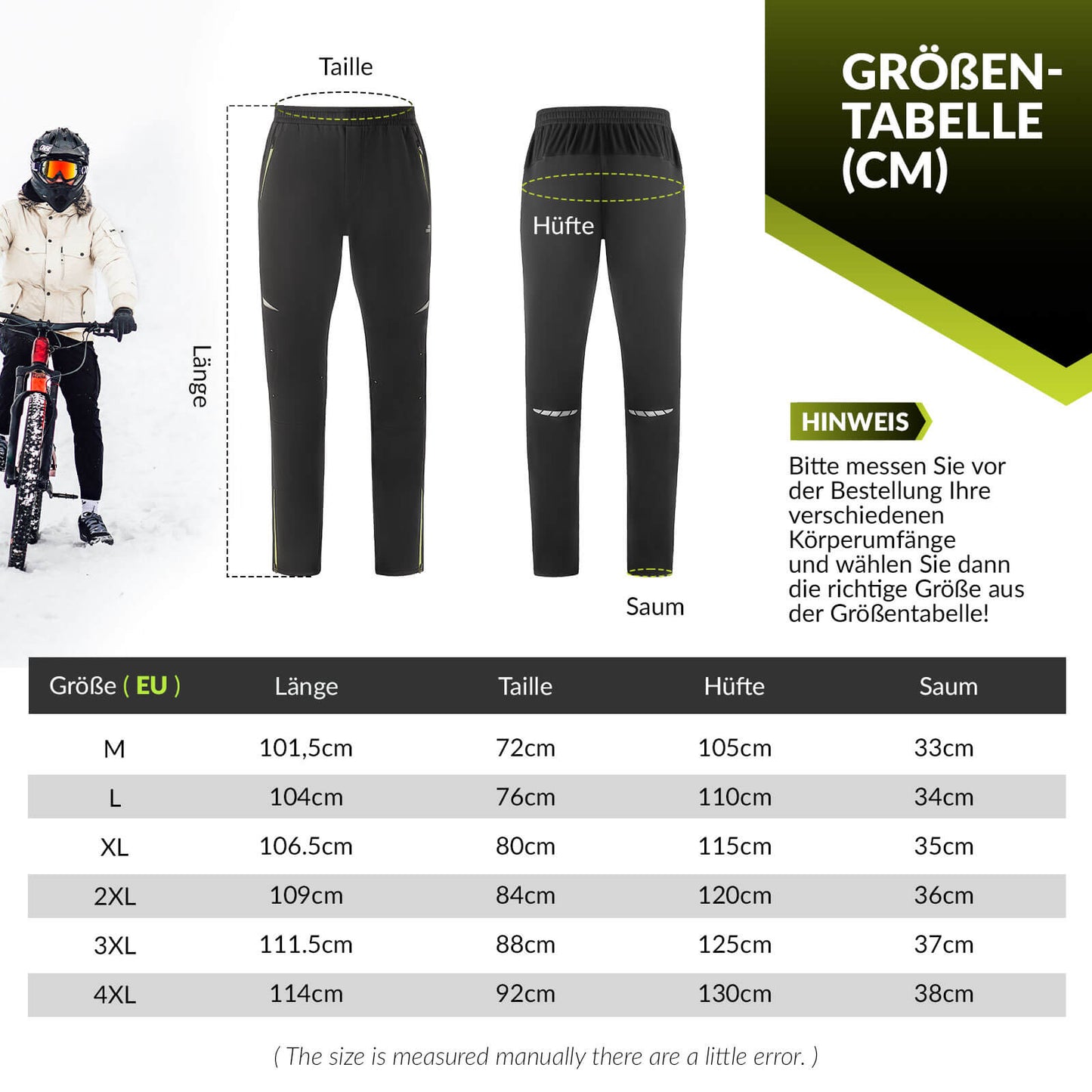 ROCKBROS Men's Cycling Trousers, Windproof and Warm for Winter Outdoor Sports