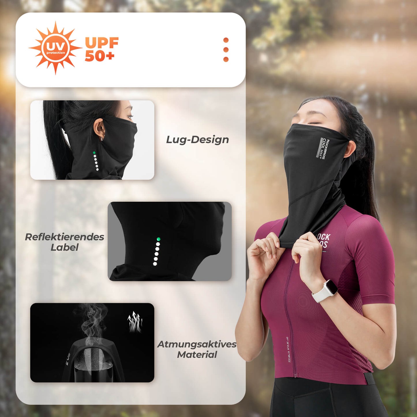 ROCKBROS fjölnota trefill/andlitsgríma/slöngutreflar fyrir hjólreiðamenn