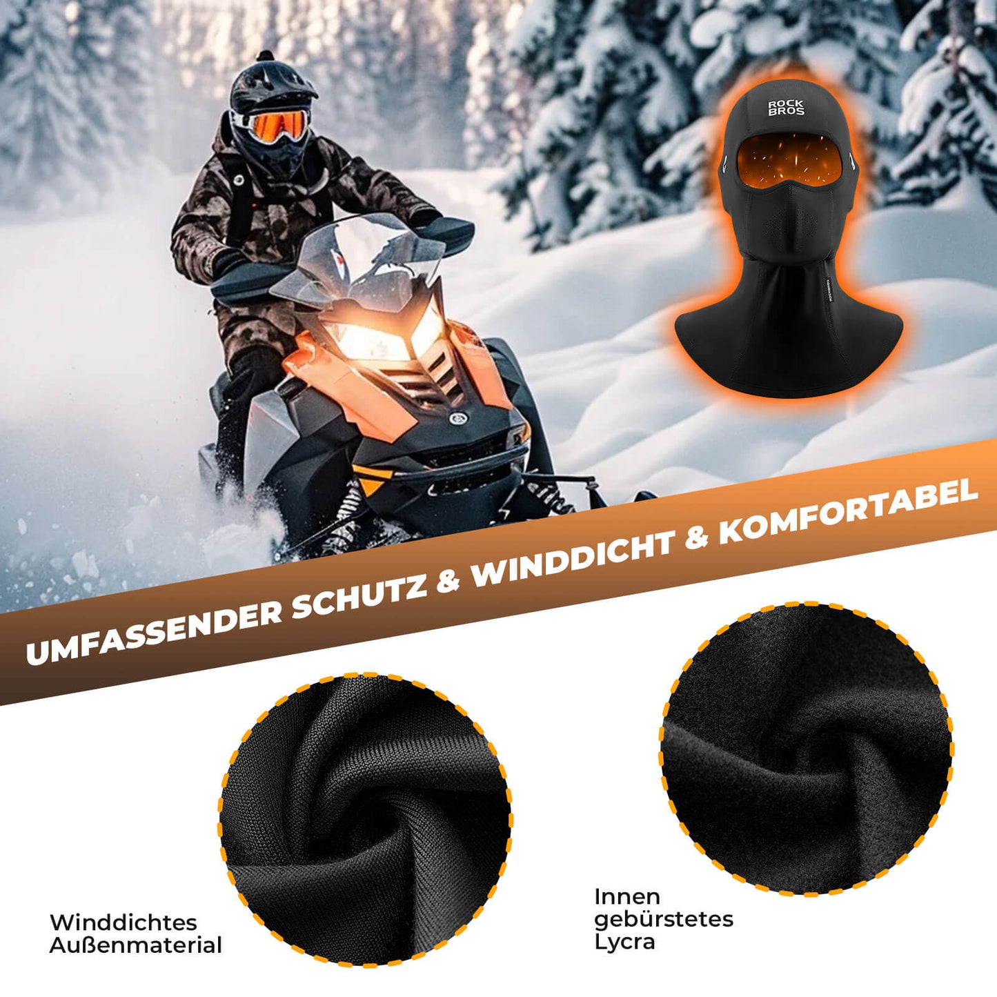 ROCKBROS Sturmhauben Winddicht Balaclava Gesichtsschutz für Radfahren Unisex