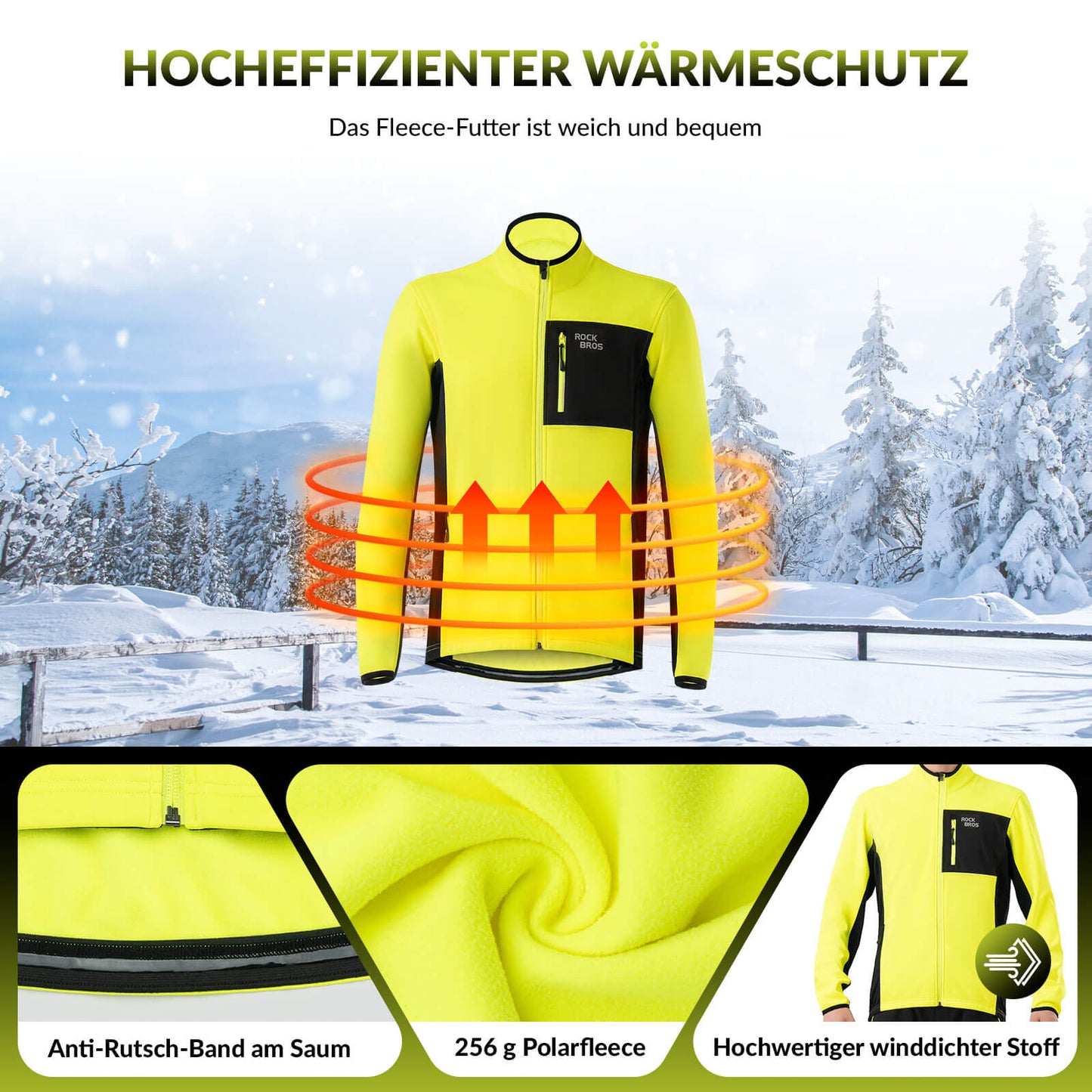 ROCKBROS Winter Fahrradjacke Herren Winddicht Warm Wanderjacke