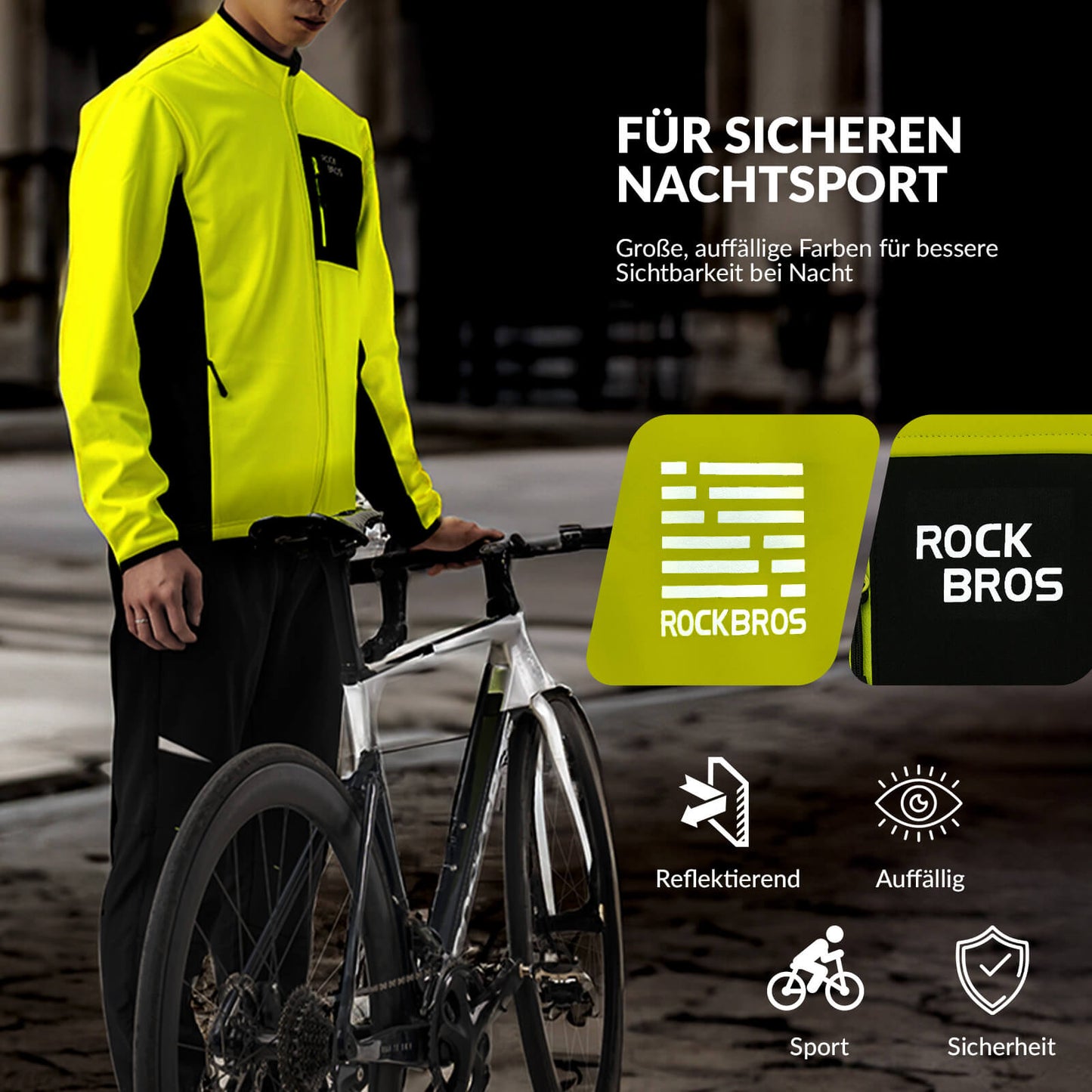ROCKBROS Winter Fahrradjacke Herren Winddicht Warm Wanderjacke