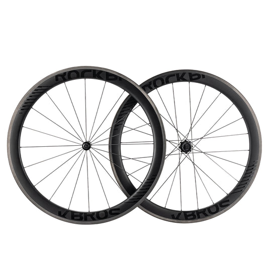 ROCKBROS 700C Carbon Wheelset 50mm Rim Brake Thru Axle Wheel Set for Road Bike