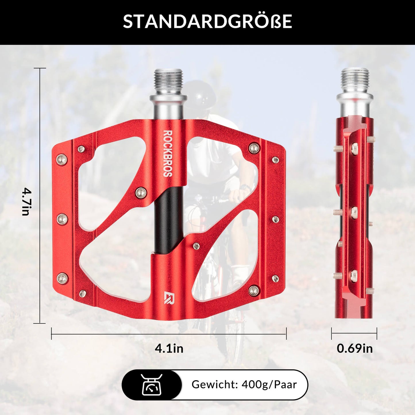 ROCKBROS Aluminum Pedals Lightweight Dustproof with Anti-Slip Pins