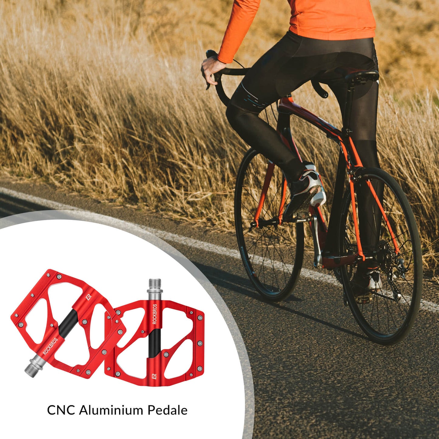 ROCKBROS Aluminum Pedals Lightweight Dustproof with Anti-Slip Pins