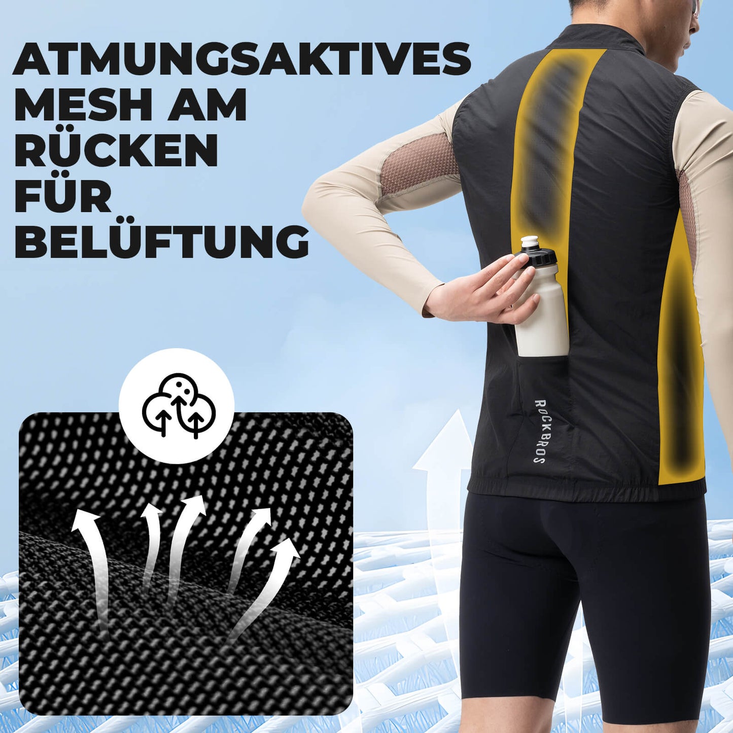 Sleeveless cycling vest, cycling jacket, packable, breathable