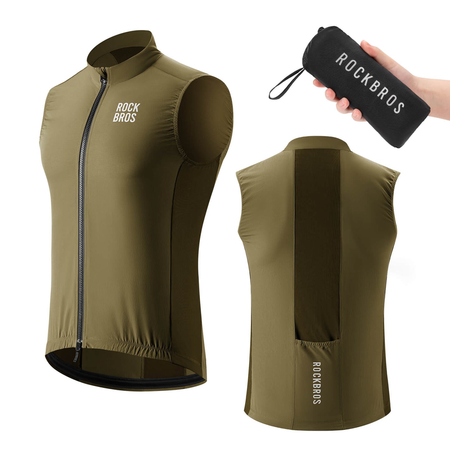 Sleeveless cycling vest, cycling jacket, packable, breathable